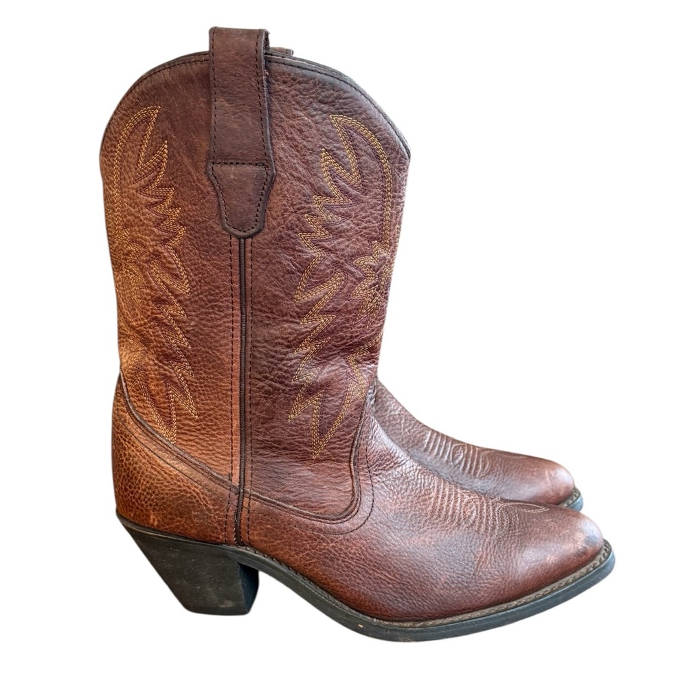 Masterson Brown Heeled Western Boots with Distressed Leather Women’s Size 10 M